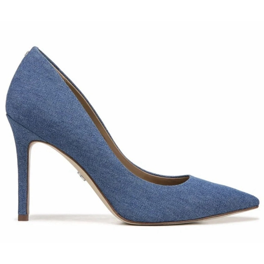 Sam Edelman Hazel Blue Denim Pointed Toe Stiletto Pump Heels Women's Size 8M
